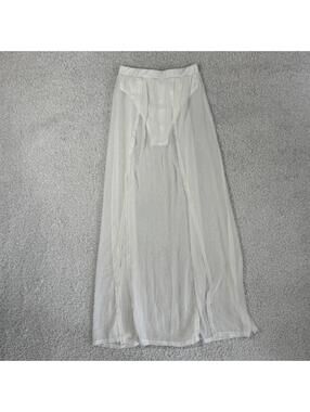 NWOT Women’s White Sheer Swimwear Cover-up Long Slit Maxi Skirt (size L) #TM225